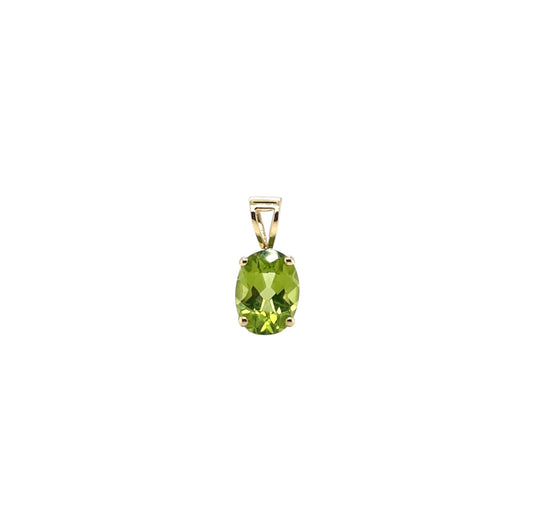 9ct Yellow Gold Oval Peridot Pendant