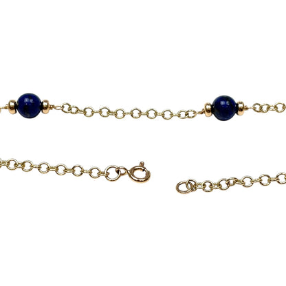 9ct Yellow Gold Lapis Bead Necklace (18")