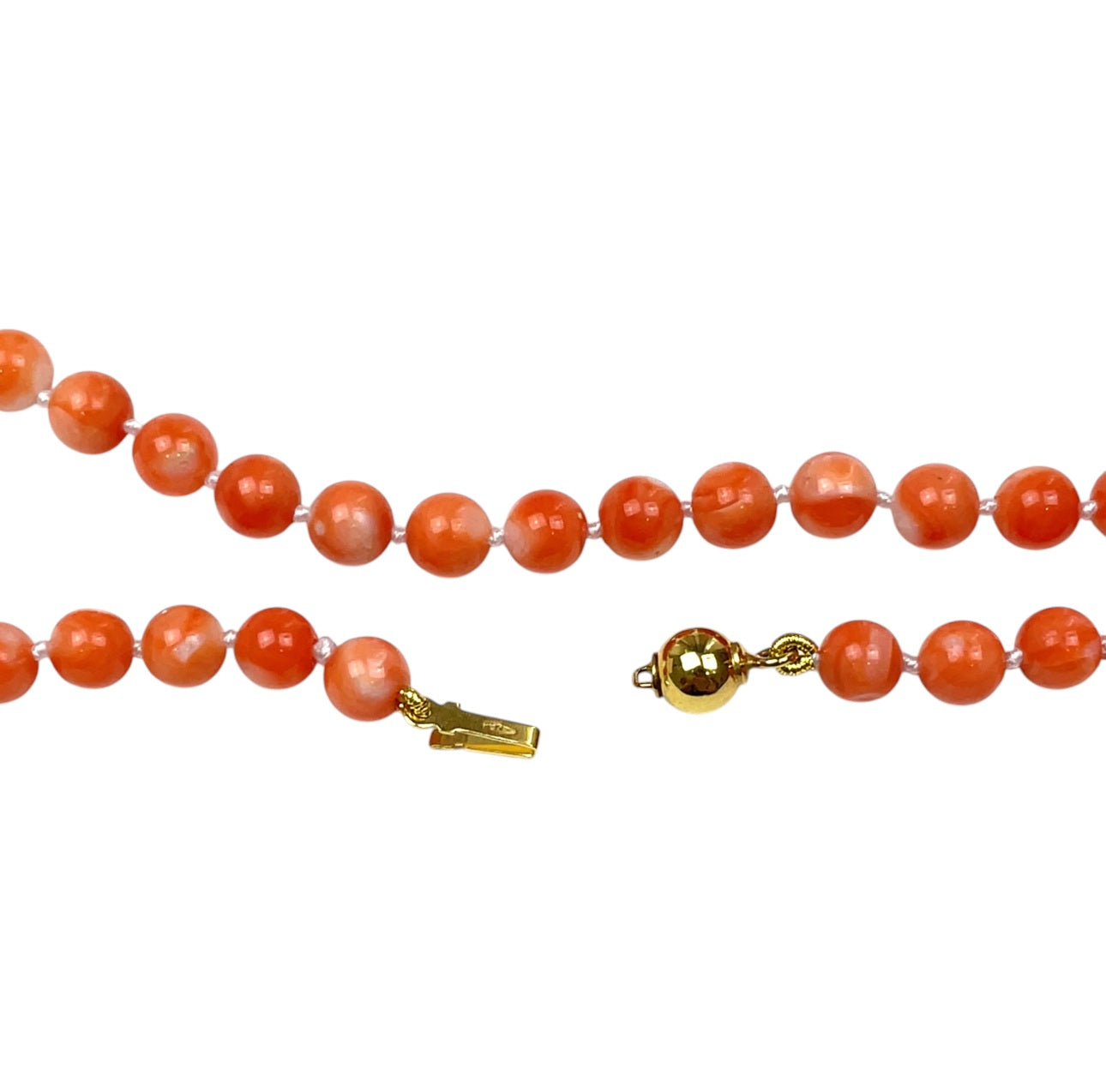 9ct Gold Clasp Natural Pacific Coral Bead Necklace (18.5")