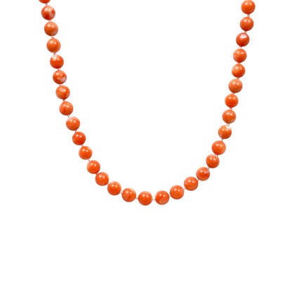 9ct Gold Clasp Natural Pacific Coral Bead Necklace (18.5")
