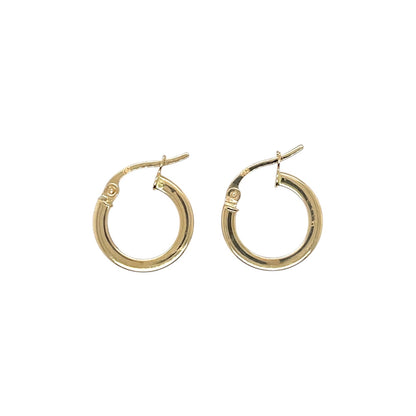 18ct Yellow Gold 2mm Square Tube Hoop Earrings