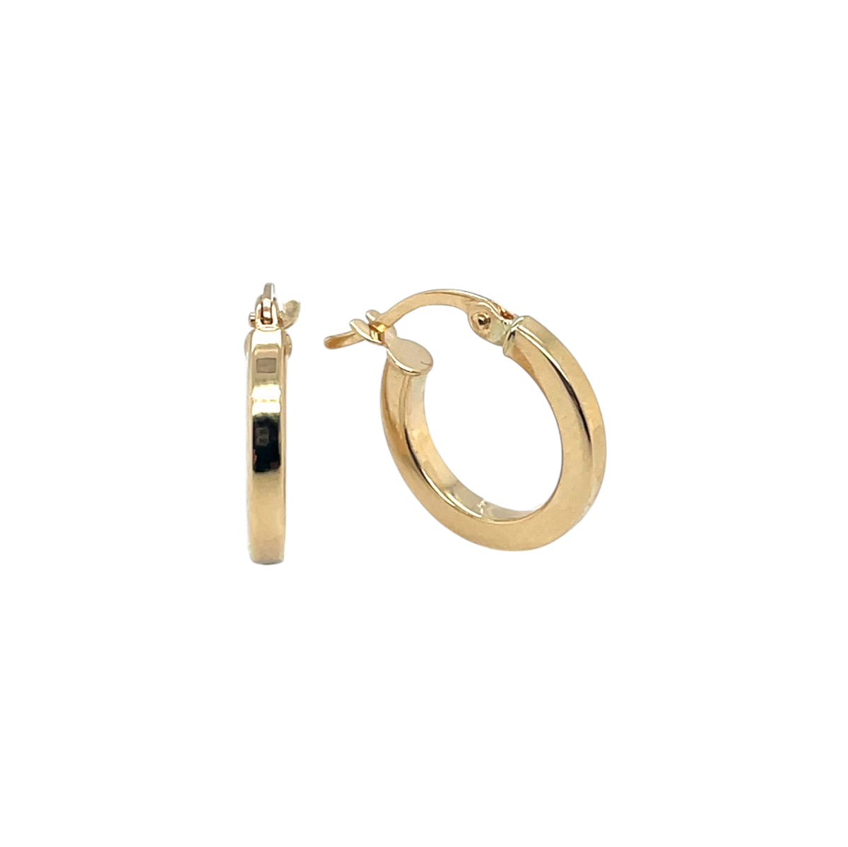 18ct Yellow Gold 2mm Square Tube Hoop Earrings