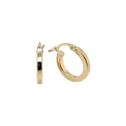 18ct Yellow Gold 2mm Square Tube Hoop Earrings