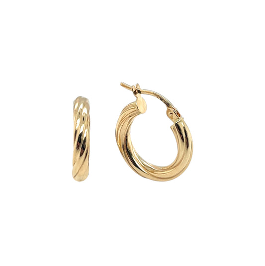 18ct Yellow Gold Twist Hoop Earrings