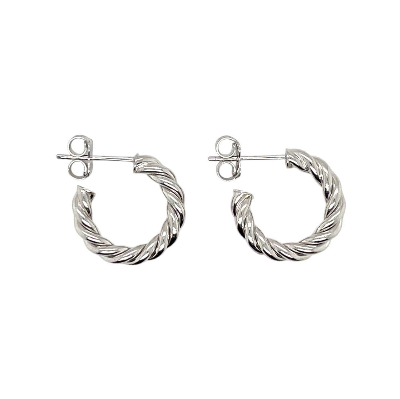 9ct White Gold Thick Rope Twist Hoop Earrings