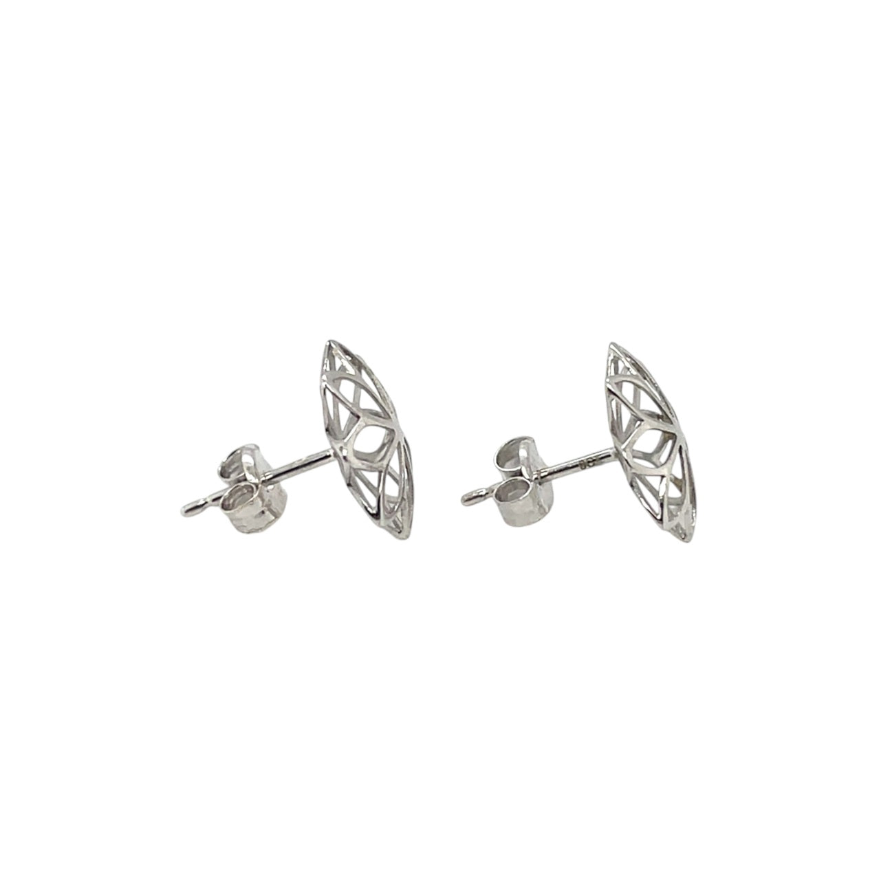 9ct White Gold Openwork Flower Stud Earrings