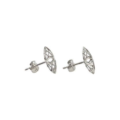 9ct White Gold Openwork Flower Stud Earrings