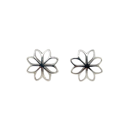 9ct White Gold Openwork Flower Stud Earrings