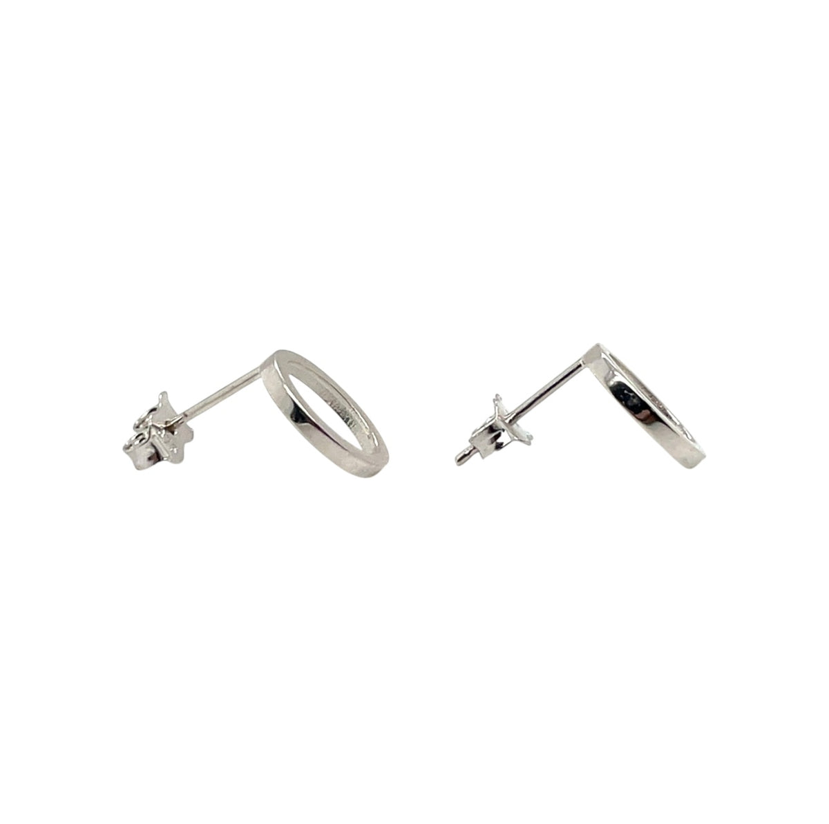 9ct White Gold Square Tube Open Oval Stud Earrings