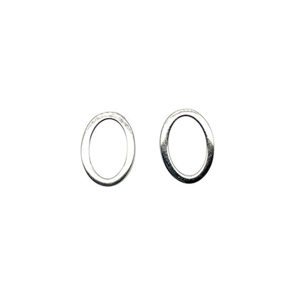 9ct White Gold Square Tube Open Oval Stud Earrings