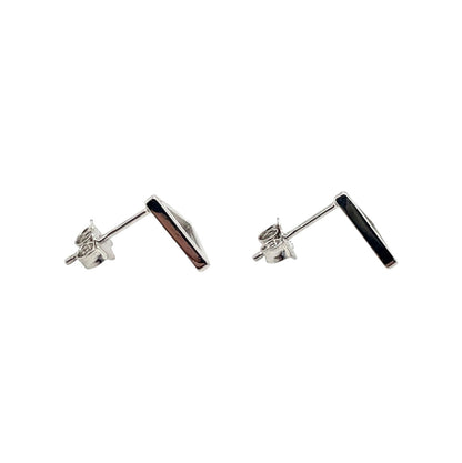 9ct White Gold Square Tube Open Triangle Stud Earrings