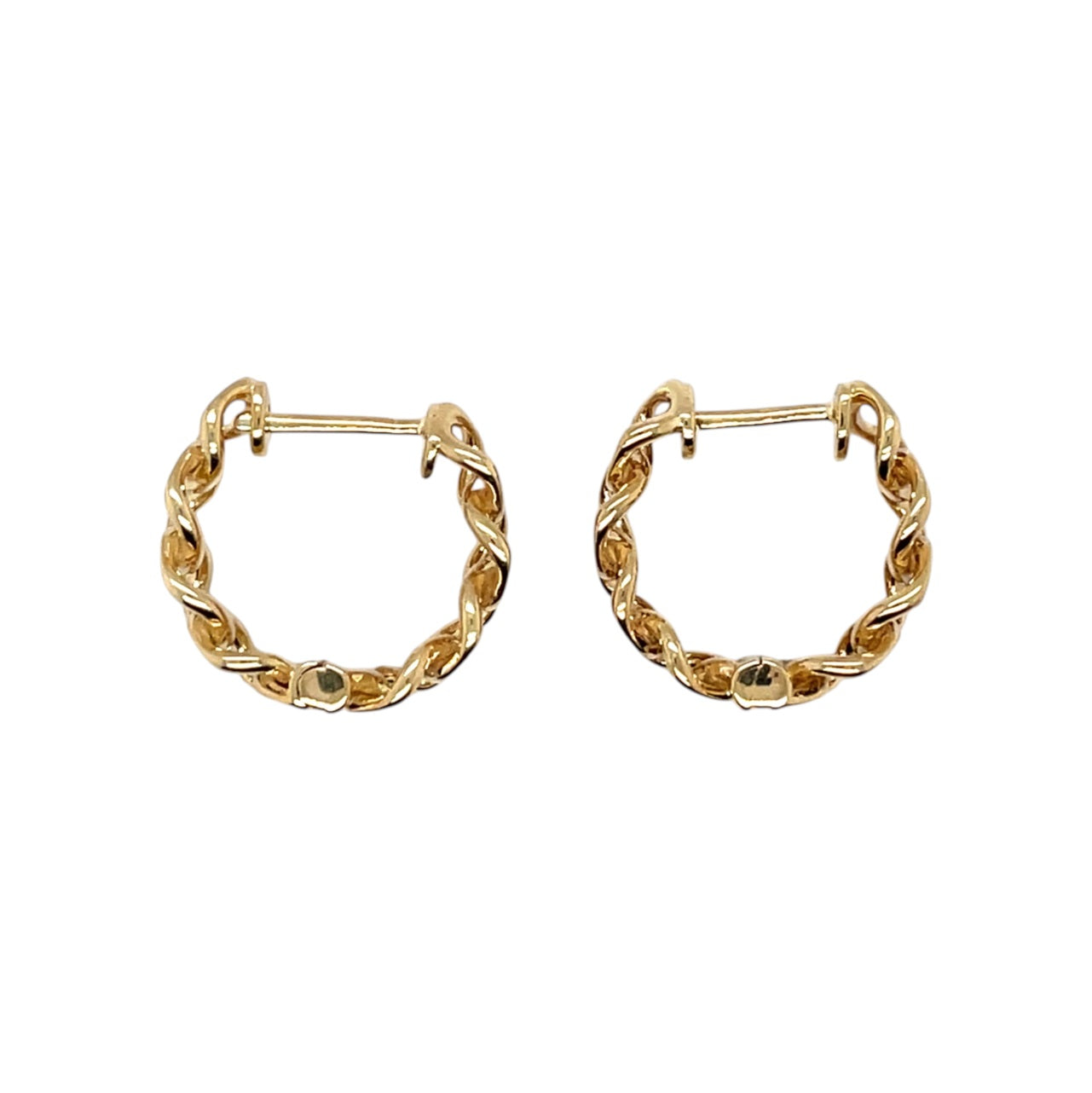 9ct Yellow Gold Curb Link Hinged Hoop Earring