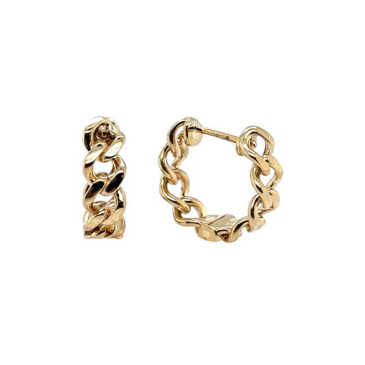 9ct Yellow Gold Curb Link Hinged Hoop Earring