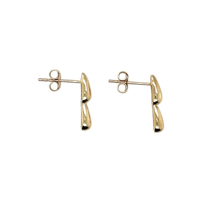 9ct Yellow Gold Polished Double Teardrop Stud Earrings