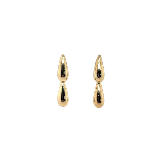 9ct Yellow Gold Polished Double Teardrop Stud Earrings