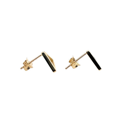 9ct Yellow Gold Square Tube Open Triangle Stud Earrings