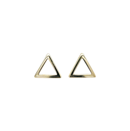 9ct Yellow Gold Square Tube Open Triangle Stud Earrings