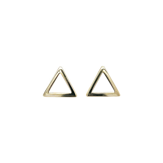 9ct Yellow Gold Square Tube Open Triangle Stud Earrings
