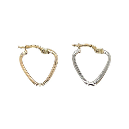 9ct Yellow & White Gold Two Row Triangular Hoop Earrings