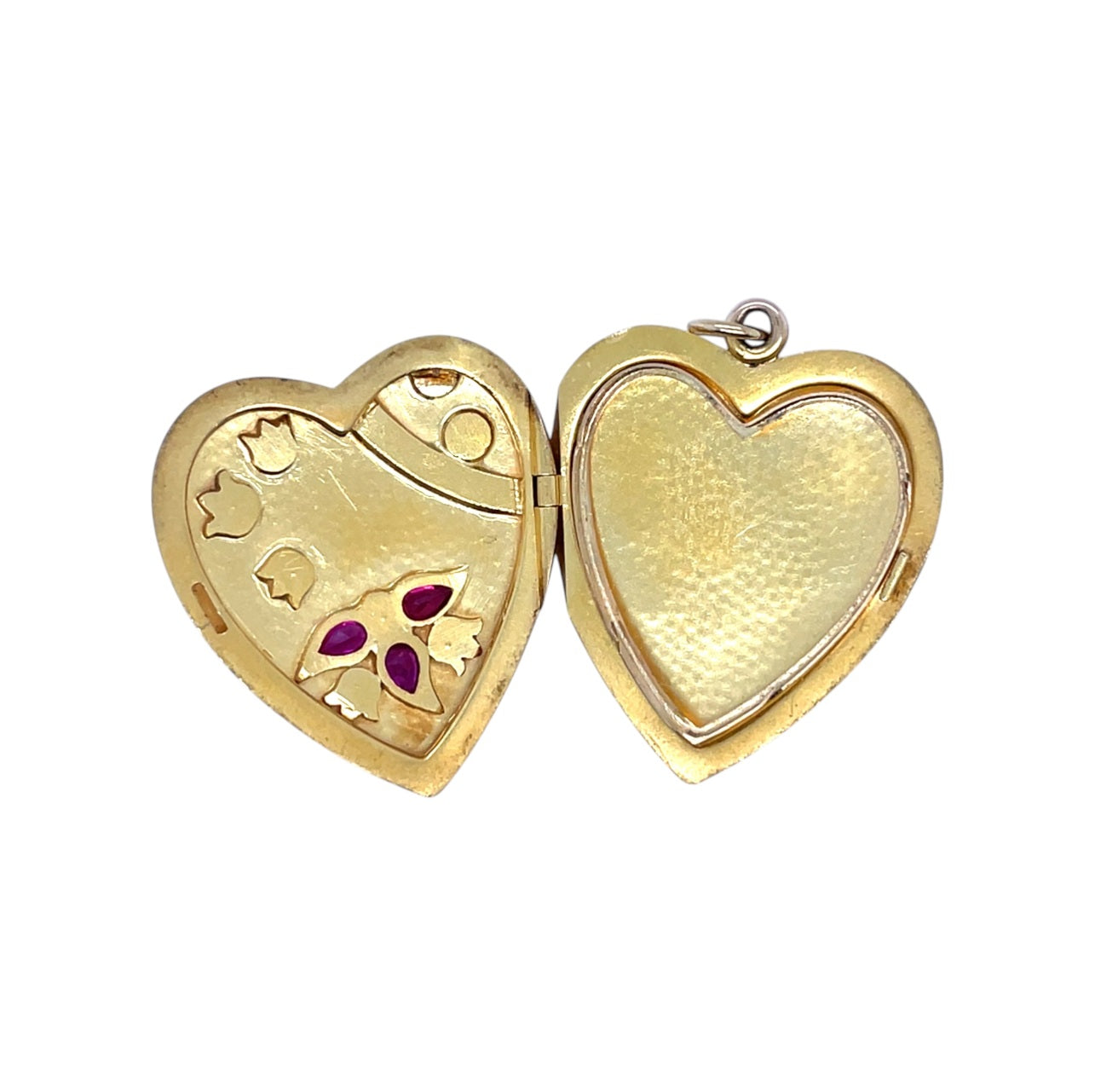 18ct Yellow Gold Ruby & Diamond Heart Locket