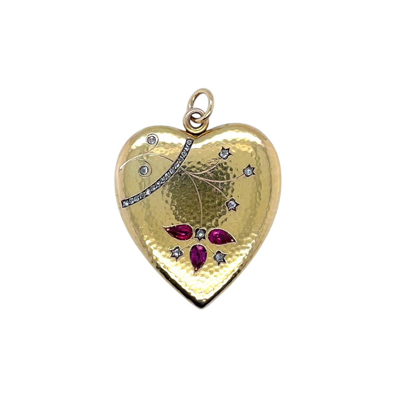 18ct Yellow Gold Ruby & Diamond Heart Locket