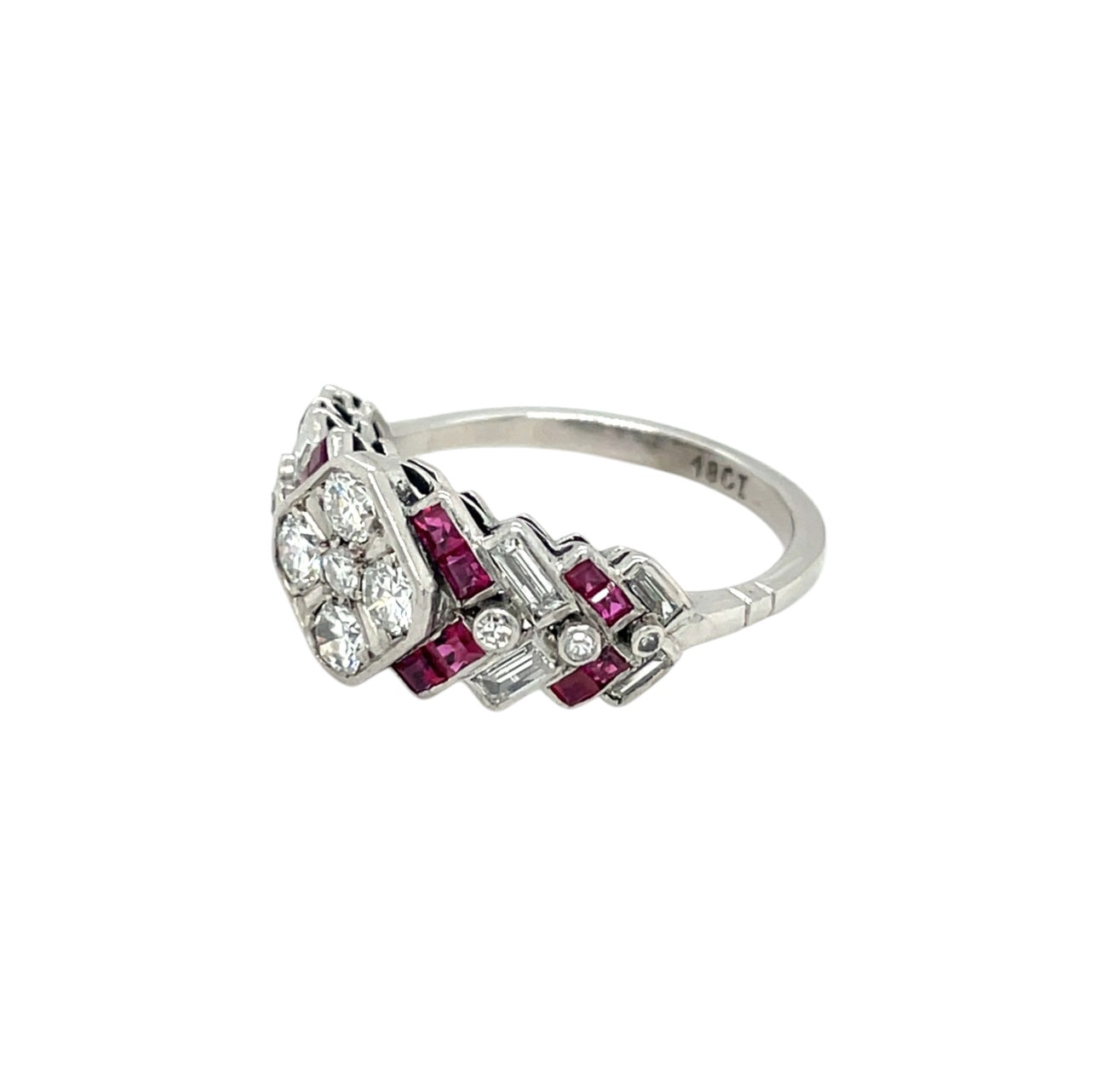 18ct White Gold Ruby & Diamond Ring (Q)