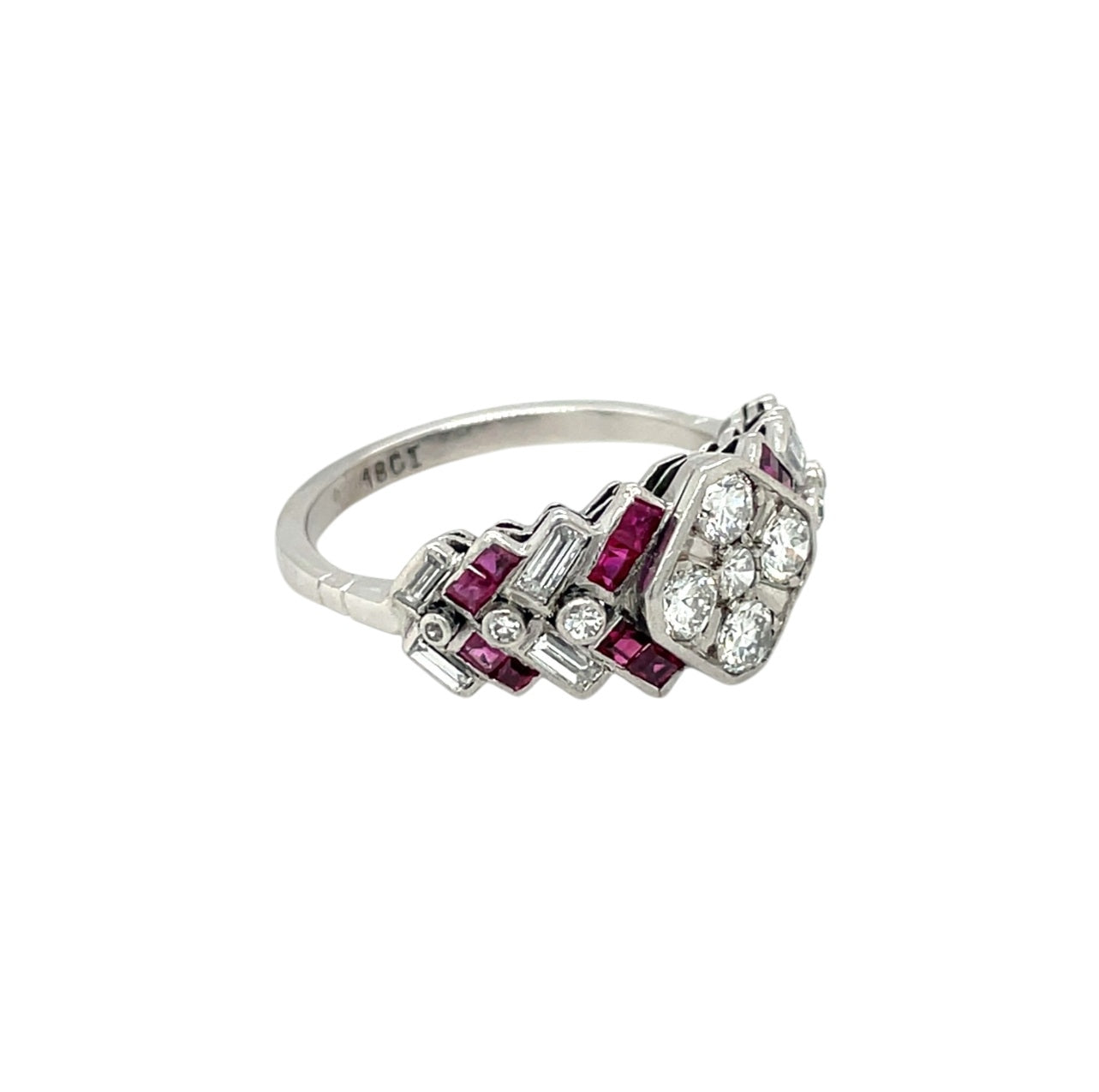 18ct White Gold Ruby & Diamond Ring (Q)