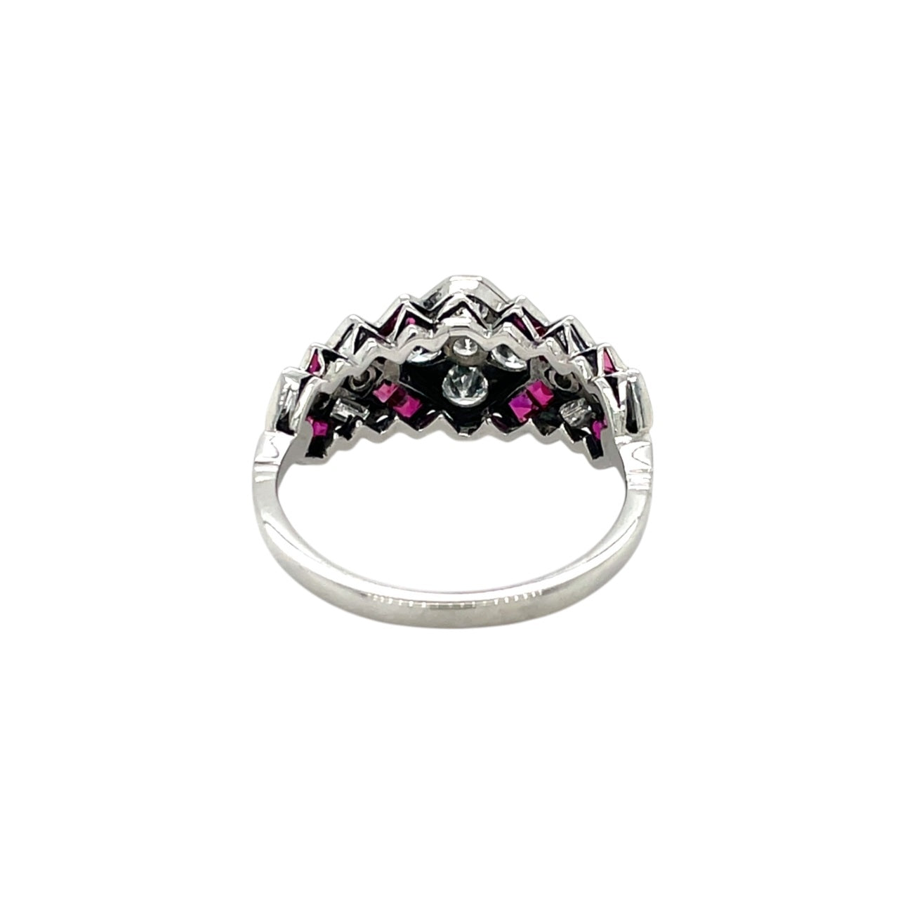 18ct White Gold Ruby & Diamond Ring (Q)