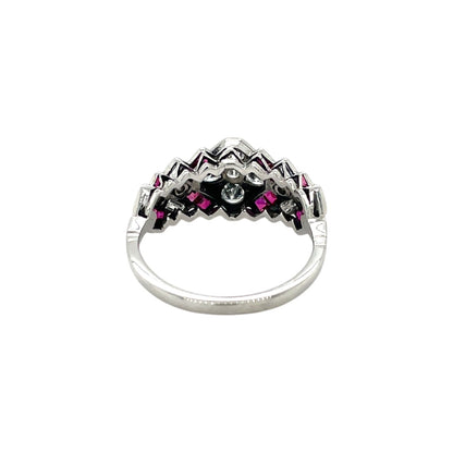 18ct White Gold Ruby & Diamond Ring (Q)