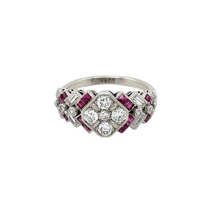 18ct White Gold Ruby & Diamond Ring (Q)