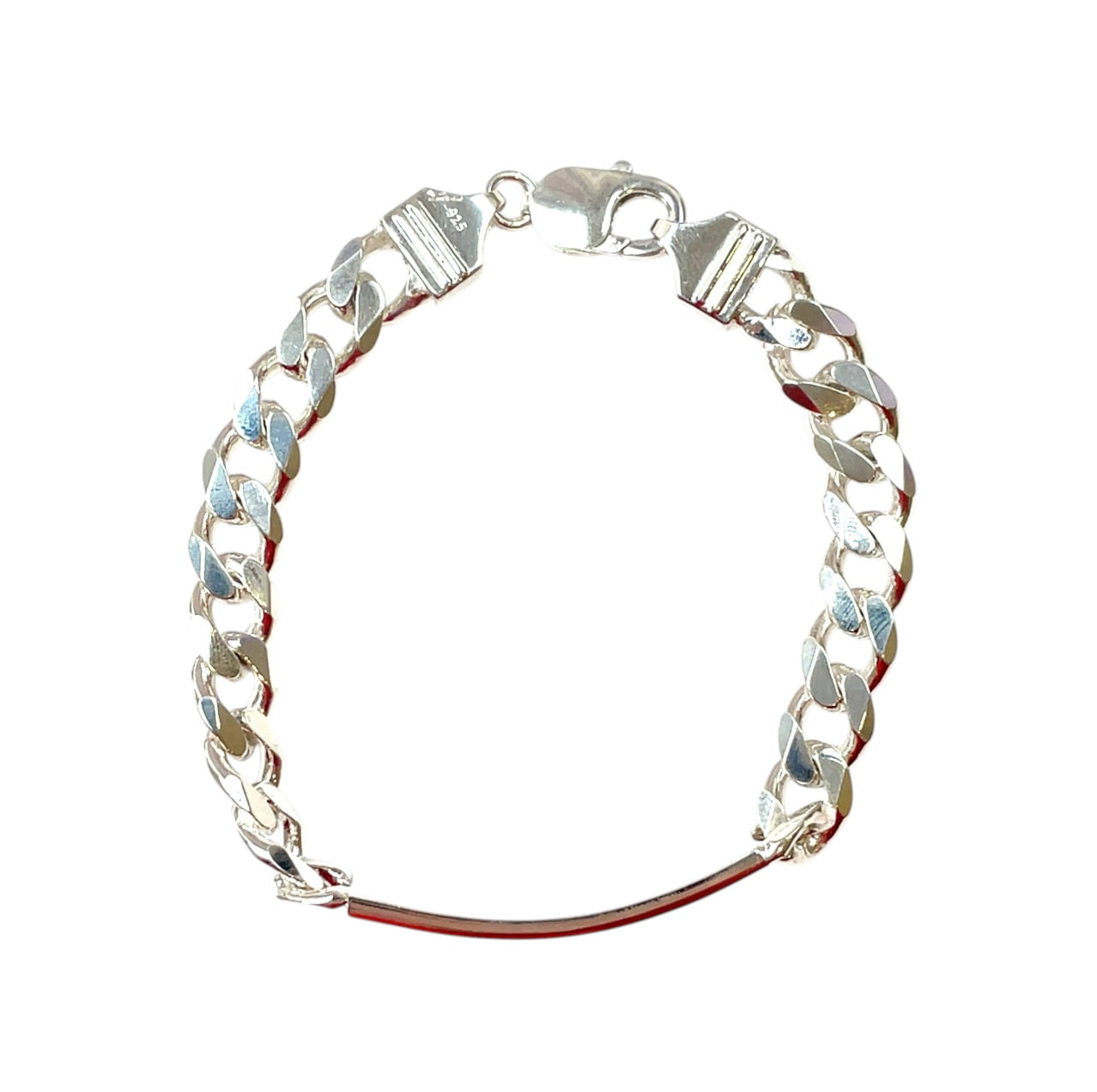 Silver 9mm Curb Link ID Bracelet (8.5")