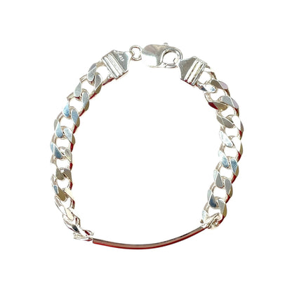 Silver 9mm Curb Link ID Bracelet (8.5")
