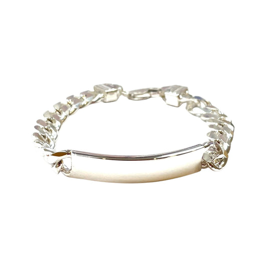 Silver 9mm Curb Link ID Bracelet (8.5")