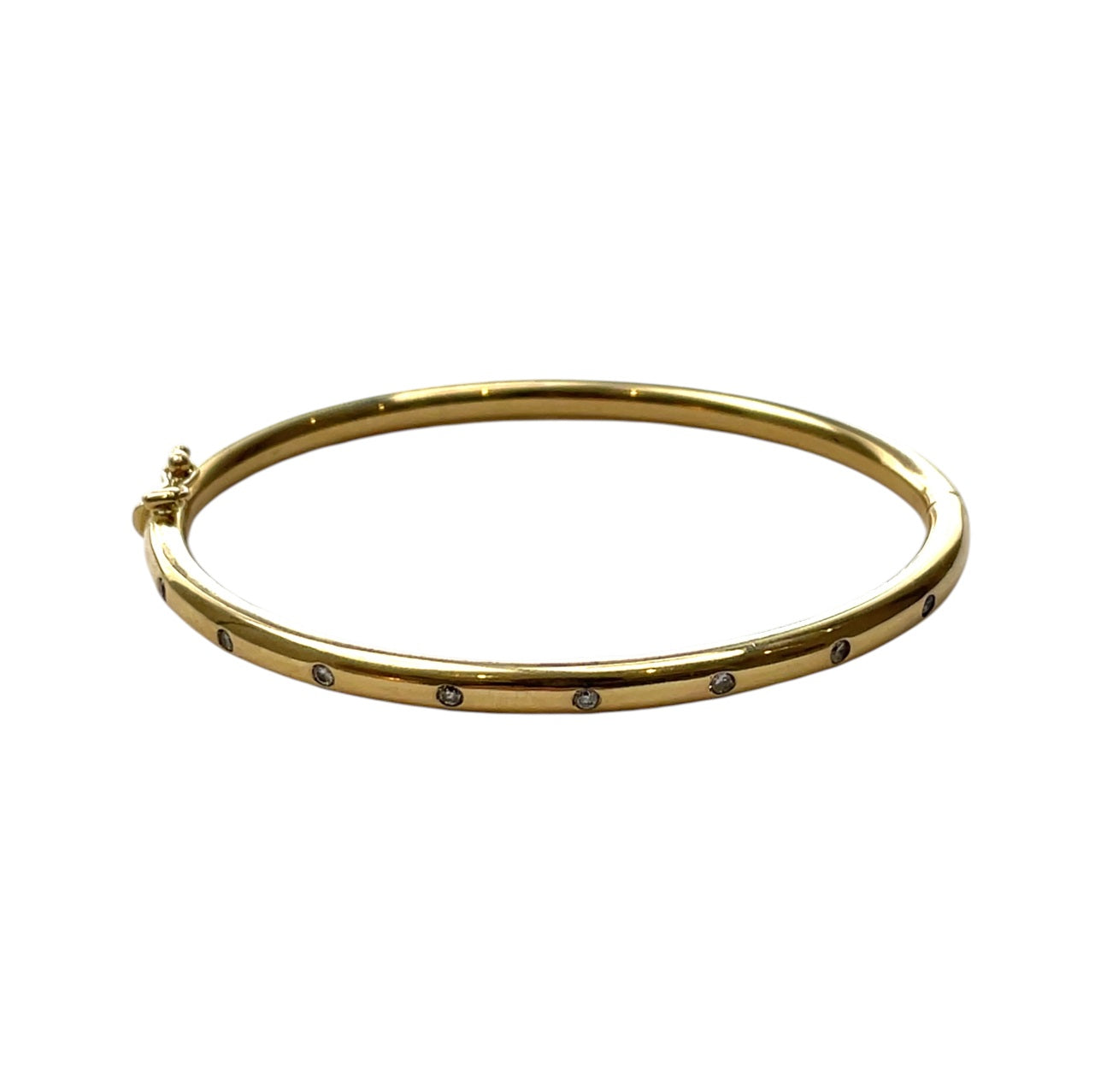 18ct Yellow Gold Diamond Set Hinged Bangle