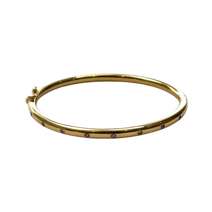 18ct Yellow Gold Diamond Set Hinged Bangle