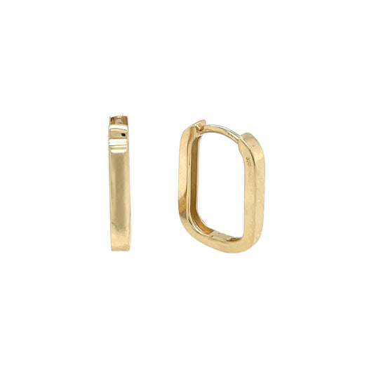 9ct Yellow Gold Polished Oblong Huggy Hoop Earrings