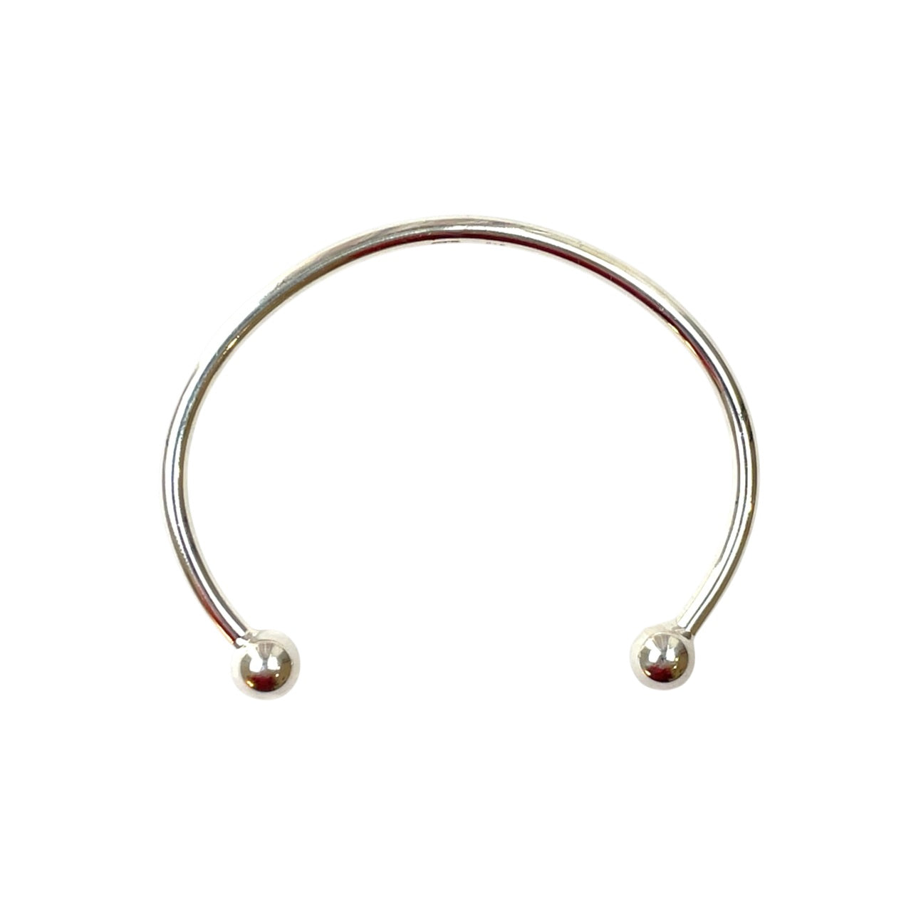 Silver Solid Torque Bangle with Beads