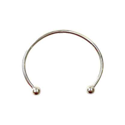 Silver Solid Torque Bangle with Beads