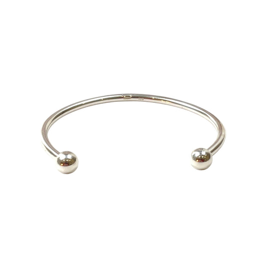 Silver Solid Torque Bangle with Beads