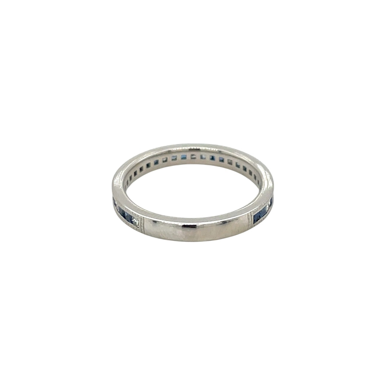 Platinum Princess Cut Diamond, Ceylon Sapphire & Blue Sapphire 3/4 Set Eternity Ring (M)
