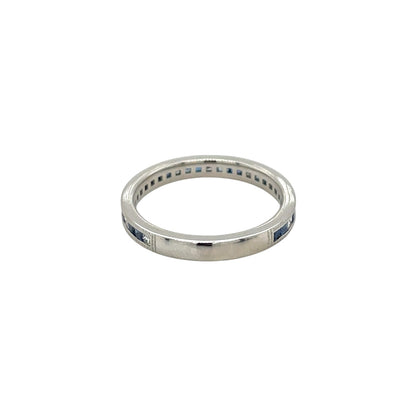 Platinum Princess Cut Diamond, Ceylon Sapphire & Blue Sapphire 3/4 Set Eternity Ring (M)
