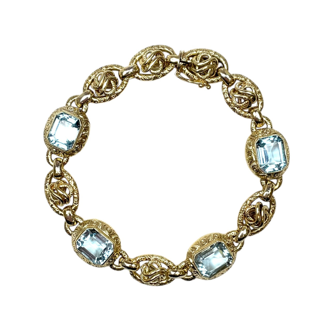18ct Yellow Gold Aquamarine Bracelet (8")