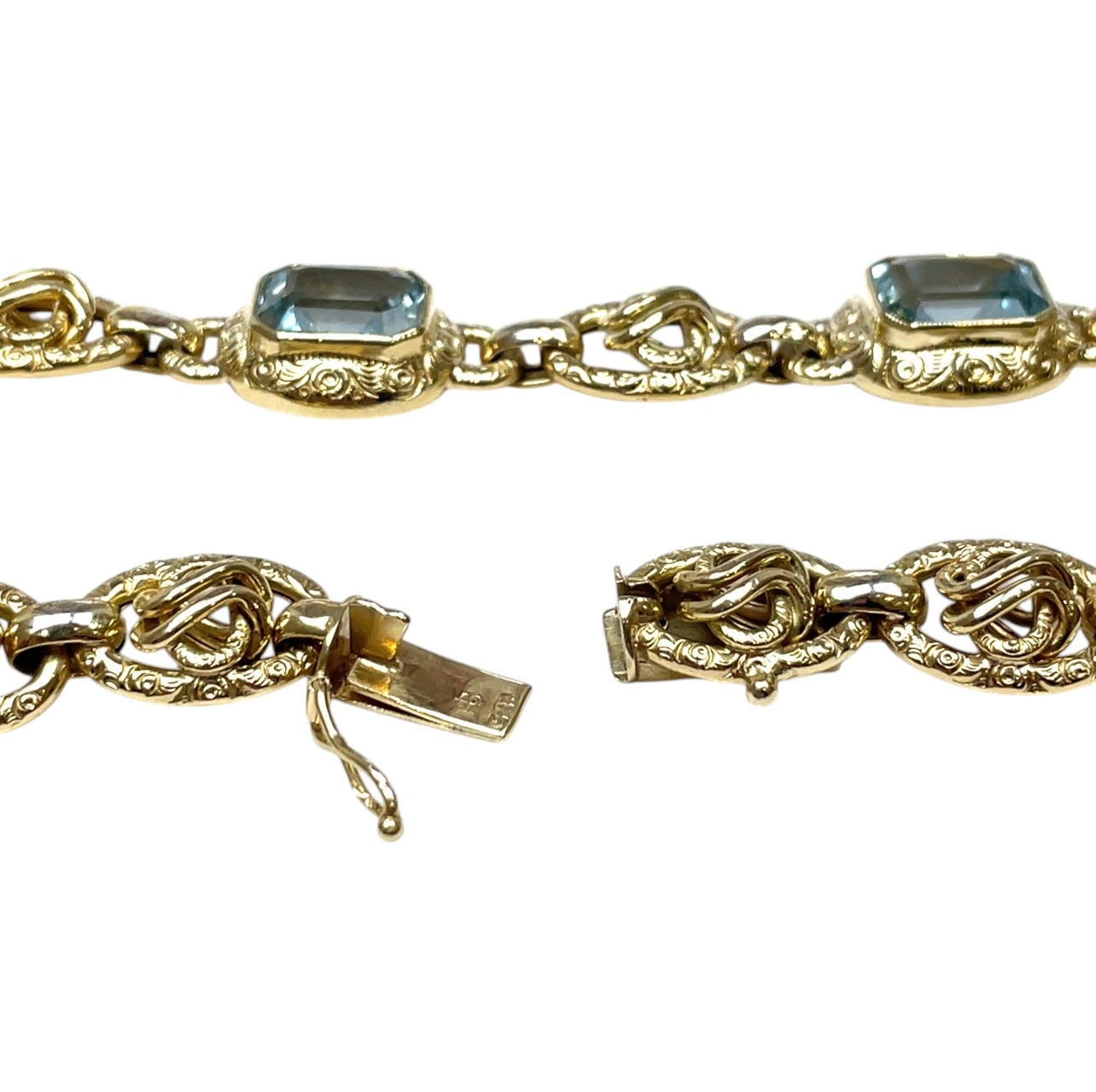 18ct Yellow Gold Aquamarine Bracelet (8")