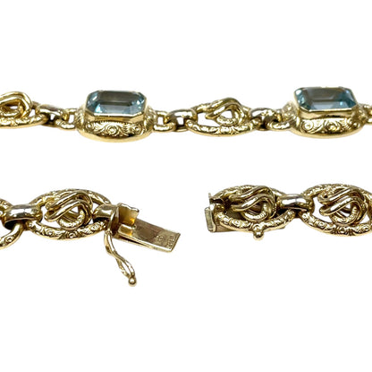 18ct Yellow Gold Aquamarine Bracelet (8")