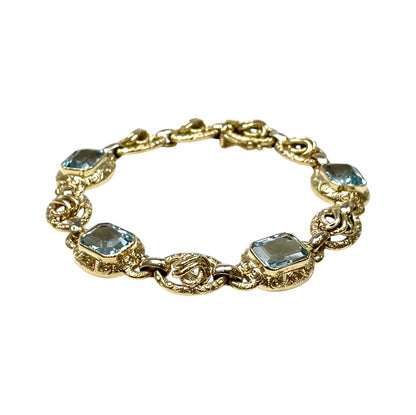 18ct Yellow Gold Aquamarine Bracelet (8")
