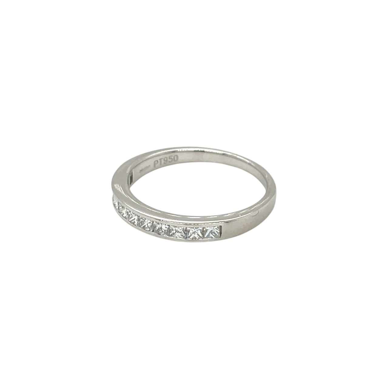 Platinum Princess Cut Diamond Half Eternity Ring (M)