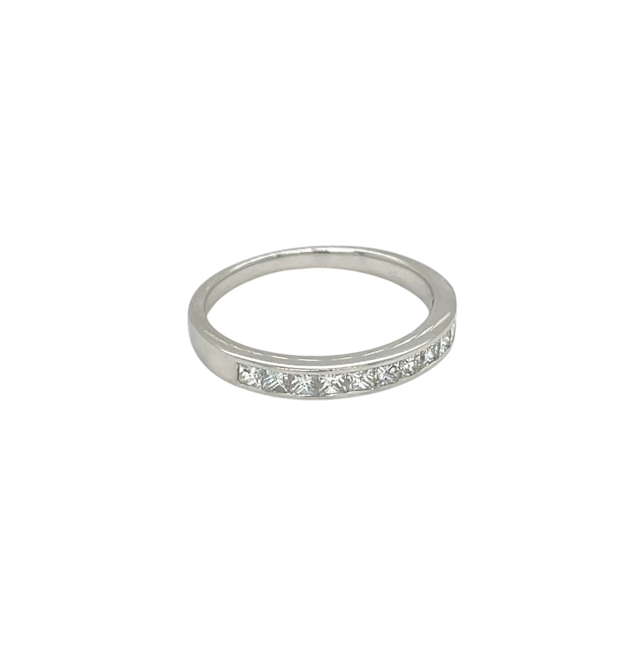 Platinum Princess Cut Diamond Half Eternity Ring (M)