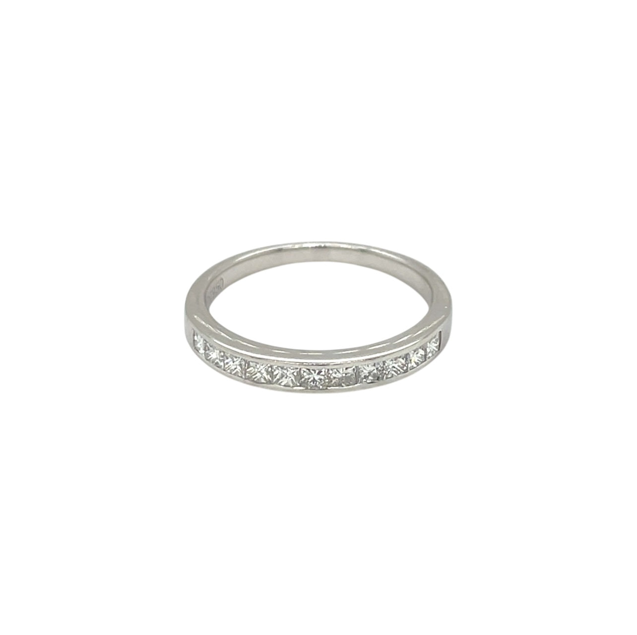 Platinum Princess Cut Diamond Half Eternity Ring (M)