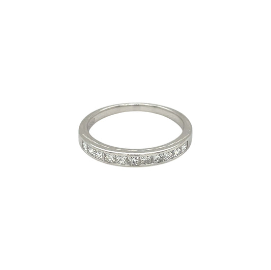 Platinum Princess Cut Diamond Half Eternity Ring (M)