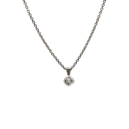 18ct White Gold Diamond Pendant & Chain (16")